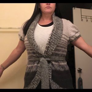 Short sleeve belted cardigan